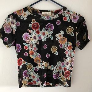 Crop top mesh floral top Size Small